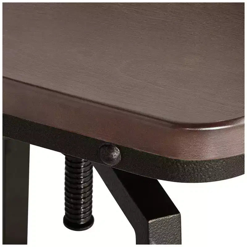 Elm Lane Roark Bronze Swivel Bar Stool Brown 29 1/2 High Industrial Adjustable Wood Seat with Low Backrest Footrest for Kitchen Counter Height Island