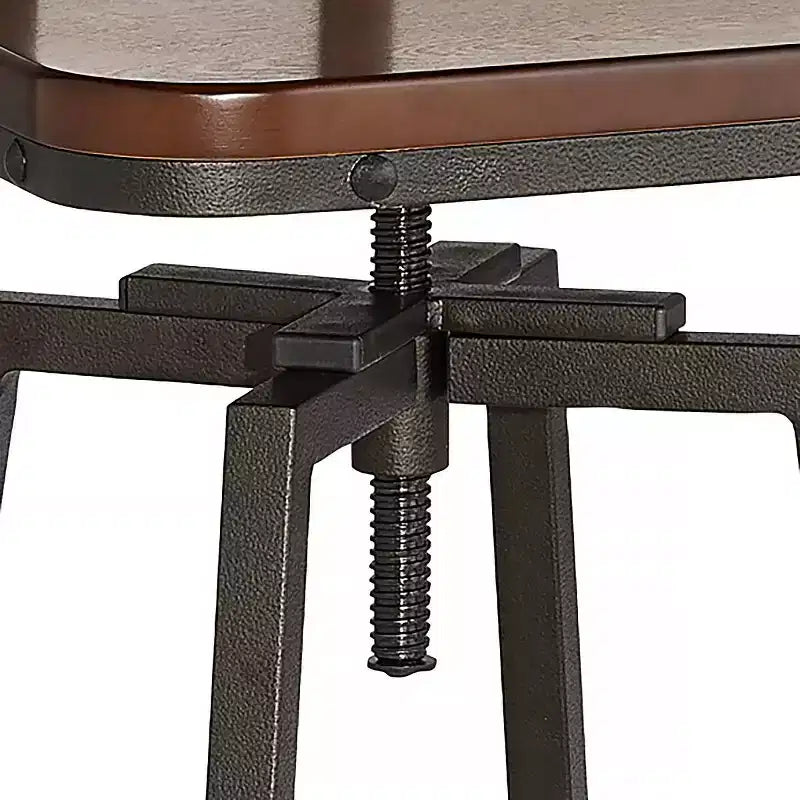 Elm Lane Roark Bronze Swivel Bar Stool Brown 29 1/2 High Industrial Adjustable Wood Seat with Low Backrest Footrest for Kitchen Counter Height Island