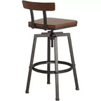 Elm Lane Roark Bronze Swivel Bar Stool Brown 29 1/2 High Industrial Adjustable Wood Seat with Low Backrest Footrest for Kitchen Counter Height Island