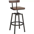 Elm Lane Roark Bronze Swivel Bar Stool Brown 29 1/2 High Industrial Adjustable Wood Seat with Low Backrest Footrest for Kitchen Counter Height Island