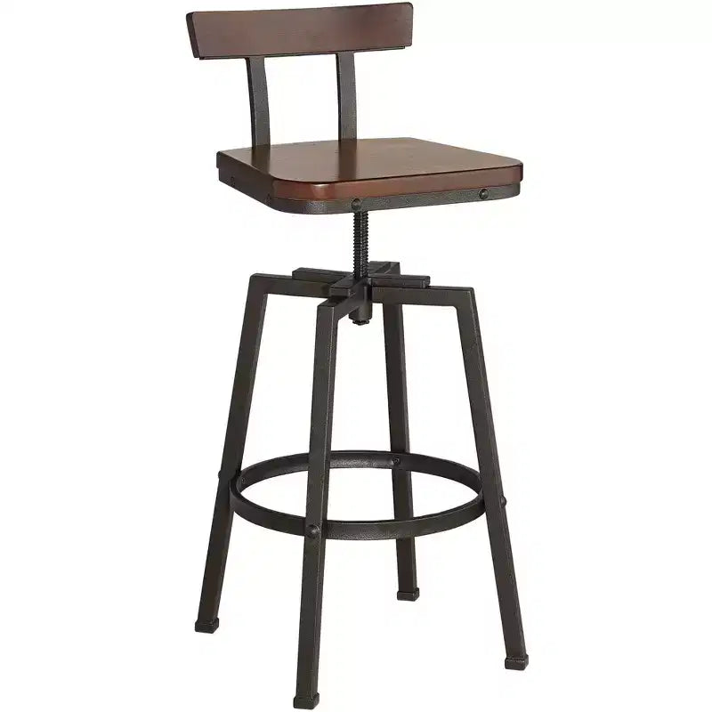Elm Lane Roark Bronze Swivel Bar Stool Brown 29 1/2 High Industrial Adjustable Wood Seat with Low Backrest Footrest for Kitchen Counter Height Island