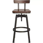 Elm Lane Roark Bronze Swivel Bar Stool Brown 29 1/2 High Industrial Adjustable Wood Seat with Low Backrest Footrest for Kitchen Counter Height Island