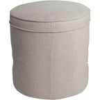 55 Downing Street Iriza Oatmeal Nailhead Round Ottoman