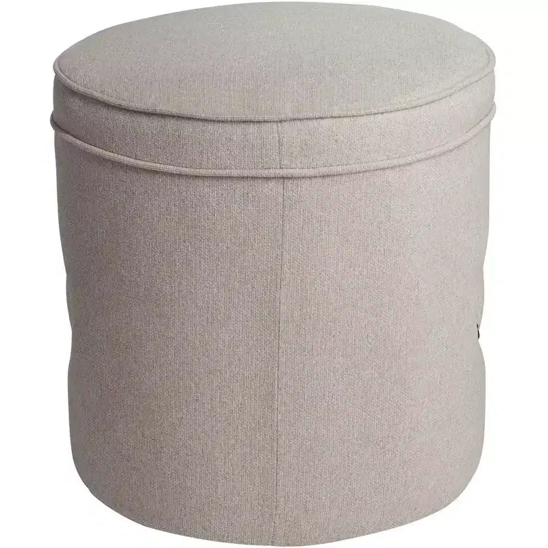 55 Downing Street Iriza Oatmeal Nailhead Round Ottoman