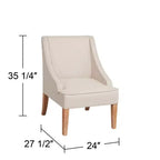 Elm Lane Dixon Ivory Fabric Swoop Arm Chair