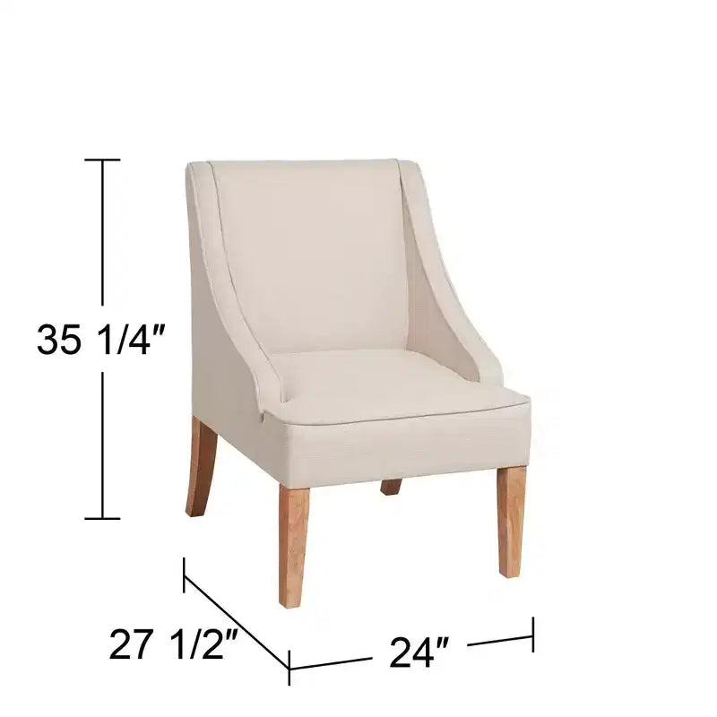 Elm Lane Dixon Ivory Fabric Swoop Arm Chair