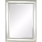 Uttermost Palais Rectangular Vanity Accent Wall Mirror Modern Beaded Beveled Silver Frame 30 Wide for Bathroom Bedroom Living Room Home Office House