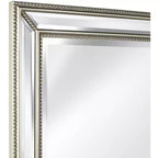 Uttermost Palais Rectangular Vanity Accent Wall Mirror Modern Beaded Beveled Silver Frame 30 Wide for Bathroom Bedroom Living Room Home Office House