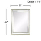 Uttermost Palais Rectangular Vanity Accent Wall Mirror Modern Beaded Beveled Silver Frame 30 Wide for Bathroom Bedroom Living Room Home Office House