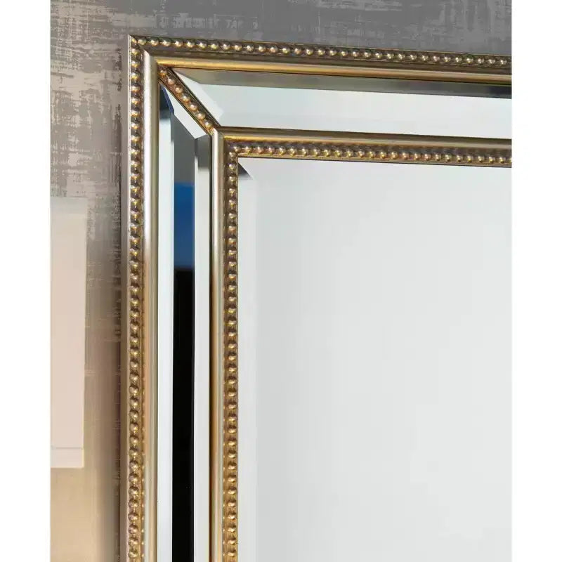 Uttermost Palais Rectangular Vanity Accent Wall Mirror Modern Beaded Beveled Silver Frame 30 Wide for Bathroom Bedroom Living Room Home Office House
