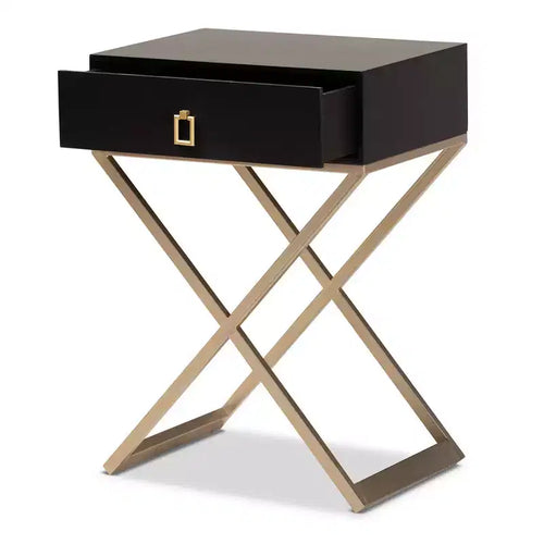 Comodino in metallo Patricia color ottone a 1 cassetto - Baxton Studio