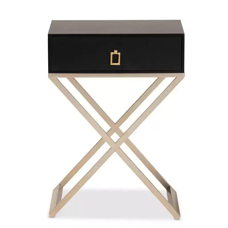 Comodino in metallo Patricia color ottone a 1 cassetto - Baxton Studio