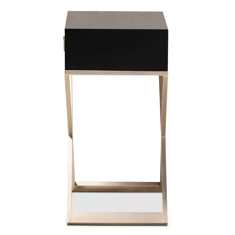 Comodino in metallo Patricia color ottone a 1 cassetto - Baxton Studio