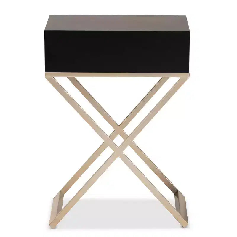Comodino in metallo Patricia color ottone a 1 cassetto - Baxton Studio