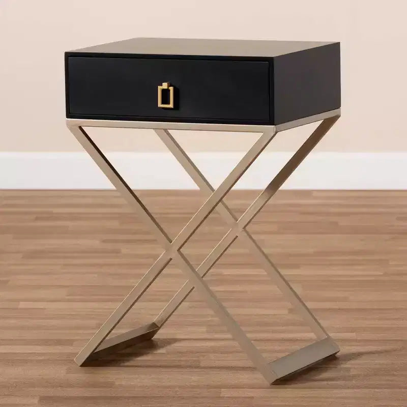 1 Drawer Patricia Brass Tone Metal Nightstand - Baxton Studio