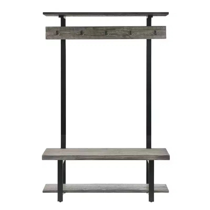 Pomona Entryway Hall Tree with Bench, Shelf and Coat Hooks - Alaterre Furniture