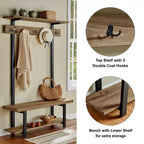 Pomona Entryway Hall Tree with Bench, Shelf and Coat Hooks - Alaterre Furniture