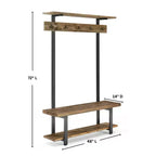 Pomona Entryway Hall Tree with Bench, Shelf and Coat Hooks - Alaterre Furniture