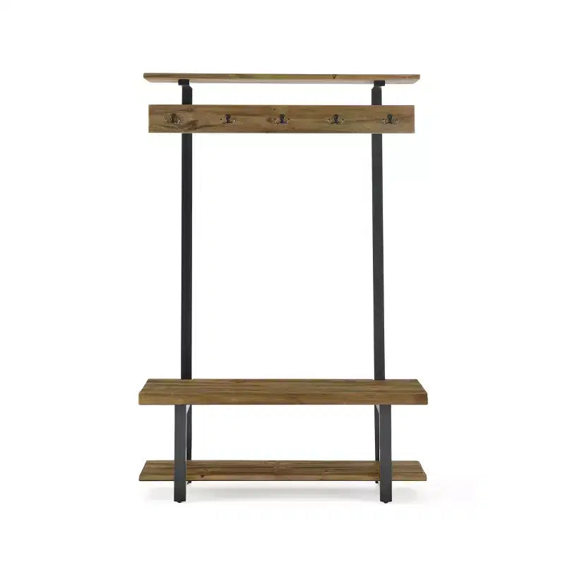 Pomona Entryway Hall Tree with Bench, Shelf and Coat Hooks - Alaterre Furniture