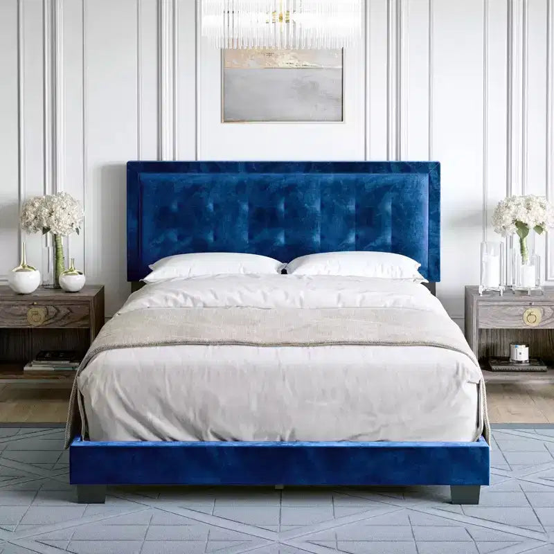 Telaio Letto Imbottito con Bottoni Capitonnè Tobias Velvet - Eco Dream
