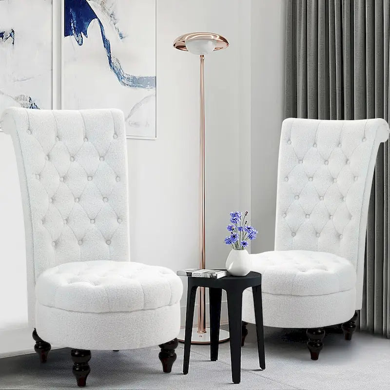 AVAWING Set di 2 sedie a trono Royal con imbottitura spessa e gambe in legno di gomma