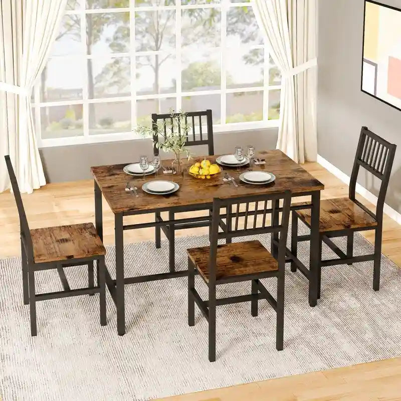 Set da pranzo per 4 persone, set da tavolo da pranzo da 5 pezzi con struttura in metallo per colazione, sala da pranzo, cucina