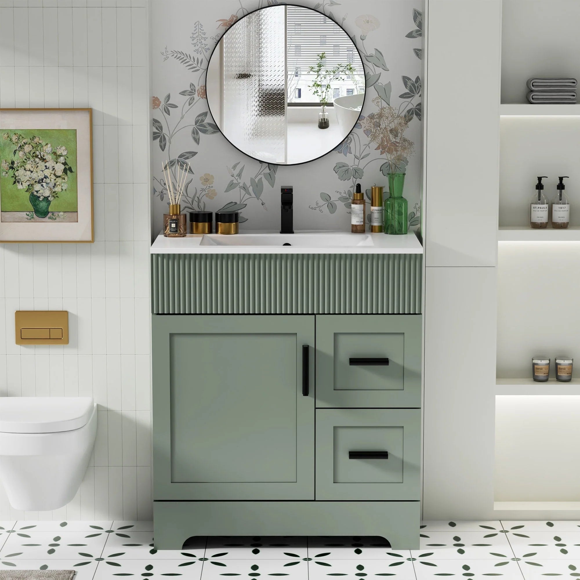 Mobile bagno 30/36/48 Wavy Line con lavabo e rubinetto