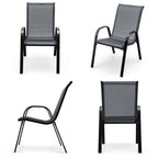 4 Pieces Stackable Patio Dining Chairs Set with Armrest - 29 x 21.5 x 35.5 (L x W x H)