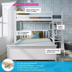 Max & Lily Solid wood L-Shaped Bunk Bed, Twin over Full with Bookcase for Kids