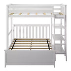 Max & Lily Solid wood L-Shaped Bunk Bed, Twin over Full with Bookcase for Kids