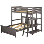 Max & Lily Solid wood L-Shaped Bunk Bed, Twin over Full with Bookcase for Kids
