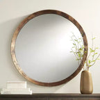 Uttermost Tortin Round Vanity Decorative Wall Mirror Rustic Hammered Jagged Metal Frame 34 Wide for Bathroom Bedroom Living Room Office Home Entryway