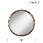 Uttermost Tortin Round Vanity Decorative Wall Mirror Rustic Hammered Jagged Metal Frame 34 Wide for Bathroom Bedroom Living Room Office Home Entryway