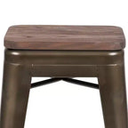Flash Furniture 24 High Metal Counter-Height, Indoor Bar Stool with Wood Seat - Stackable Set of 4