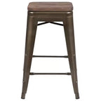 Flash Furniture 24 High Metal Counter-Height, Indoor Bar Stool with Wood Seat - Stackable Set of 4