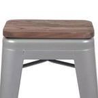 Flash Furniture 24 High Metal Counter-Height, Indoor Bar Stool with Wood Seat - Stackable Set of 4