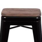 Flash Furniture 24 High Metal Counter-Height, Indoor Bar Stool with Wood Seat - Stackable Set of 4