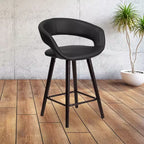 Flash Furniture Brynn Series 24'' High Contemporary Vinyl Rounded Back Counter Height Stool with Cappuccino Wood Frame