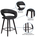 Flash Furniture Brynn Series 24'' High Contemporary Vinyl Rounded Back Counter Height Stool with Cappuccino Wood Frame
