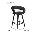 Flash Furniture Brynn Series 24'' High Contemporary Vinyl Rounded Back Counter Height Stool with Cappuccino Wood Frame