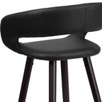 Flash Furniture Brynn Series 24'' High Contemporary Vinyl Rounded Back Counter Height Stool with Cappuccino Wood Frame