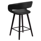 Flash Furniture Brynn Series 24'' High Contemporary Vinyl Rounded Back Counter Height Stool with Cappuccino Wood Frame