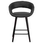 Flash Furniture Brynn Series 24'' High Contemporary Vinyl Rounded Back Counter Height Stool with Cappuccino Wood Frame