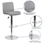 Flash Furniture Contemporary Vinyl Adjustable Height Barstool with Rolled Seat and Chrome Base