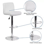 Flash Furniture Contemporary Vinyl Adjustable Height Barstool with Rolled Seat and Chrome Base