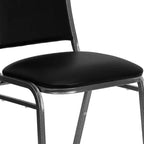 Flash Furniture HERCULES Series Stacking Banquet Chair in Black Vinyl - Silver Vein Frame