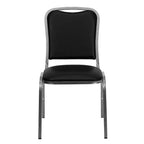 Flash Furniture HERCULES Series Stacking Banquet Chair in Black Vinyl - Silver Vein Frame