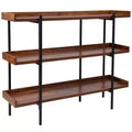 Emma and Oliver 3 Shelf 35H Storage Display Unit Bookcase in Rustic Wood Grain Finish