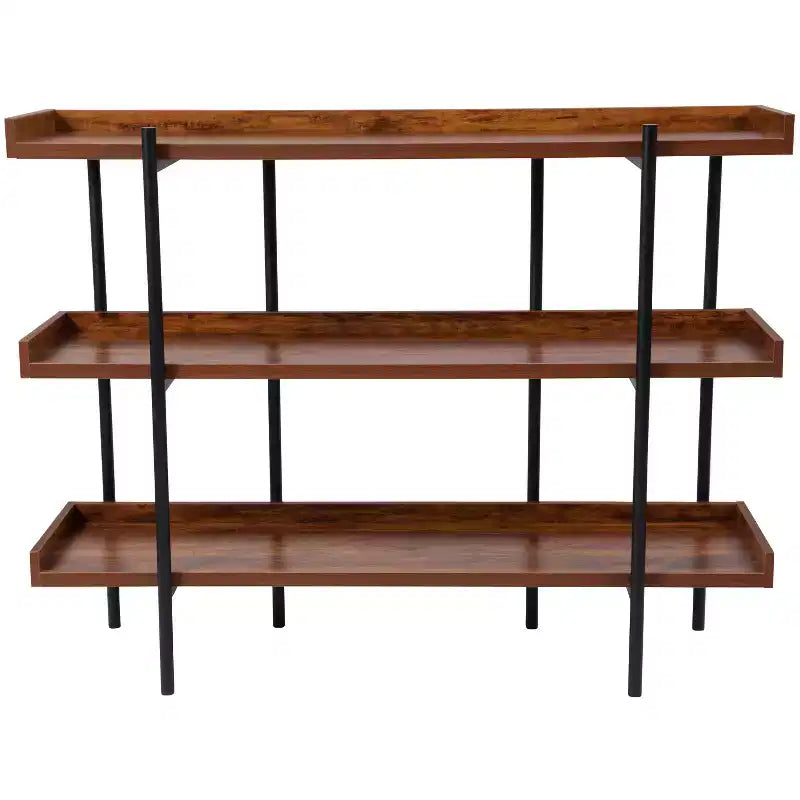 Emma and Oliver Libreria Scaffale a 3 Ripiani 35H con Finitura Venata Legno Rustico