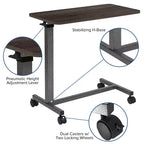 Emma and Oliver Adjustable Overbed Table with Wheels for Home and Hospital-Rolling Bedside Table